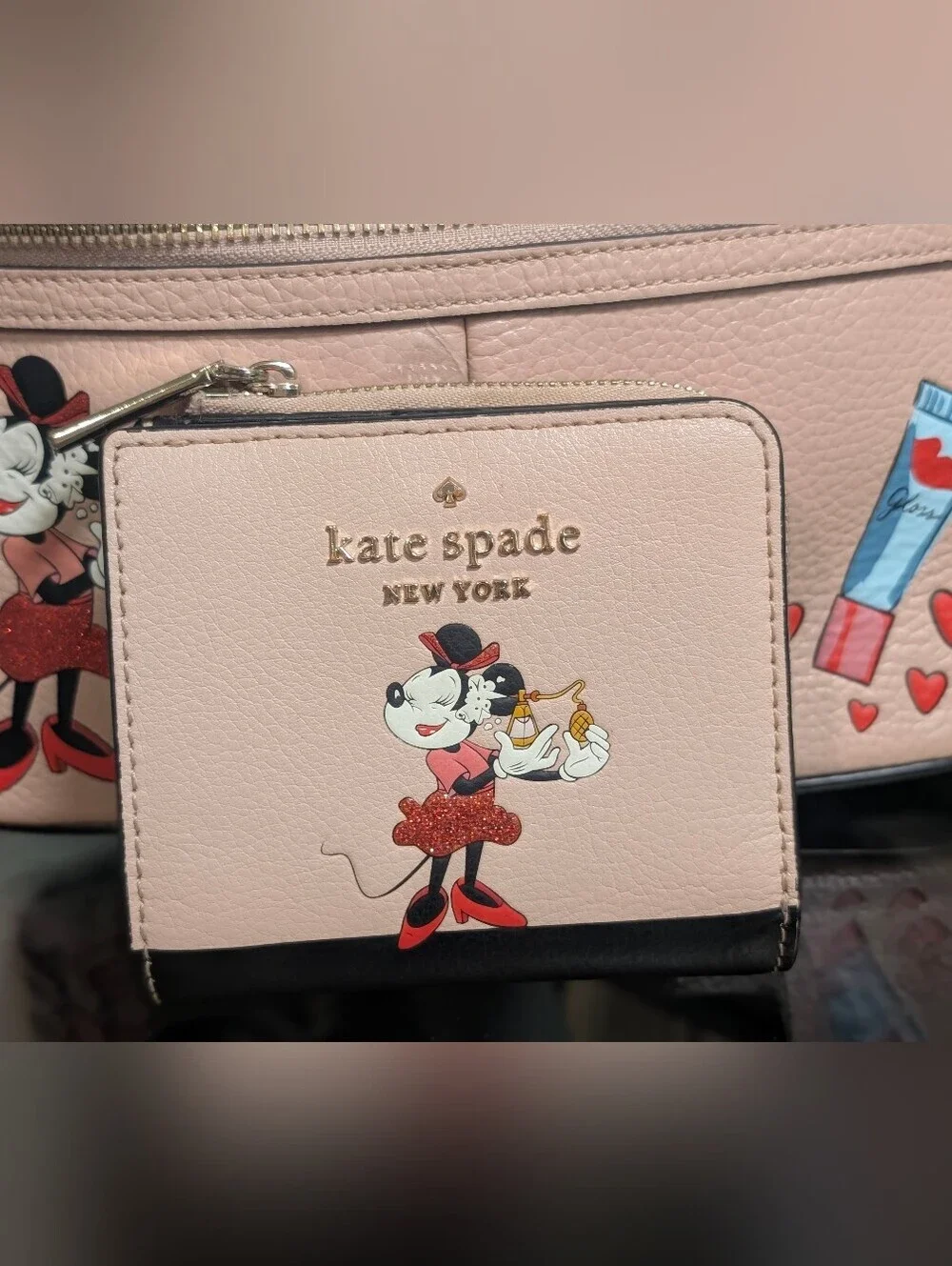 Kate Spade SET x Disney Minnie Mouse Medium Backpack & L Zip Bi-fold Wallet